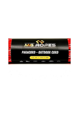 Polyester Paracord İp 4 Mm Kırmızı Beyaz Desen 30 Metre Açık Kırmızı