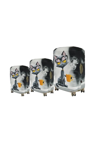 My Saraciye My 161 Cool Kedi Valizler İçin Kılıf Seti Kabin Orta Ve Büyük Çok Renkli