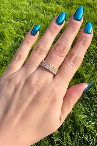 İthal Baget Taş Sıralı Ayarlanabilir Gold Yüzük Gold