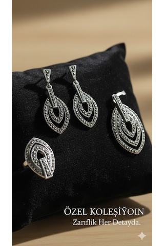 Markazit 3 Lü Set 925 Ayar Beyaz