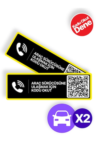 Meo 2'li Paket - Numarasız Numaratör - Qr Kodlu Araç Numaratörü - Araç İçi Park Telefon Numarası Yatay Etiket 001