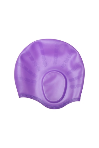 Uzun Saçlı Yetişkinler İçin Silikon Kulak Koruma Suya Dayanıklı Yüzme Bonesi Mor
