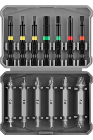 Springsun 13 Parça Çift Uçlu Vida Çıkarıcı Seti - 1-14mm Aralığı, Çelik Materyal, Li-pil Matkap/deşarj Matkap İle Uyumlu, Tamir Araçları Kutusuyla