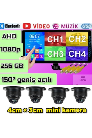 Dokunmatik Dvr Ekran 4 Ad 1080p Ahd 150'' Ultra Mini Kamera 12v