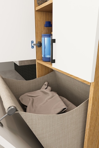 Modern Çamaşır Sepetli Çok Amaçlı Banyo Dolabı %100 Mdf Banyo Düzenleyici Dolap Bd06 Beyaz - Karına