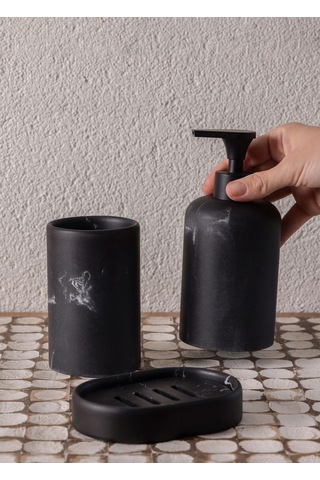 The Mia Marble Banyo Seti Siyah Siyah 3 Parça Çok renkli