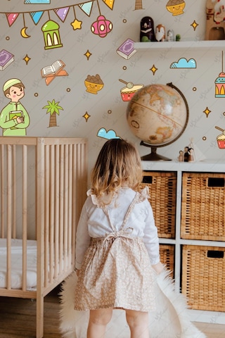 Ramazan Ayı Figürleri Sticker Seti Çocuk Bebek Odası Ramazan-ı Şerif Eğitici Stickerları Çok Renkli