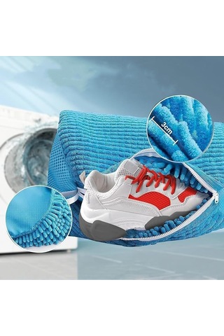 Ayakkabılar İçin Özel Çamaşır Makinesi Deformasyon Önleyici Yıkama Torbası Mavi