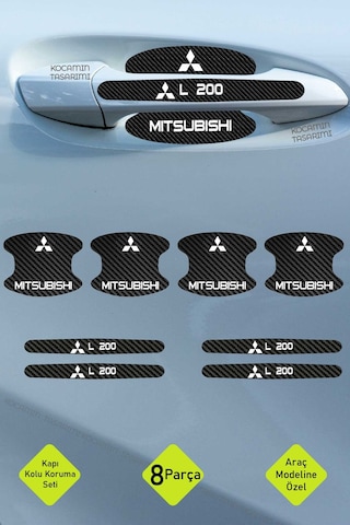 Karbon Desenli Mitsubishi L 200 Kapı İçi Kolları Çizilmelere Karşı Koruma Folyo Seti - Şık Dekoratif Tasarım