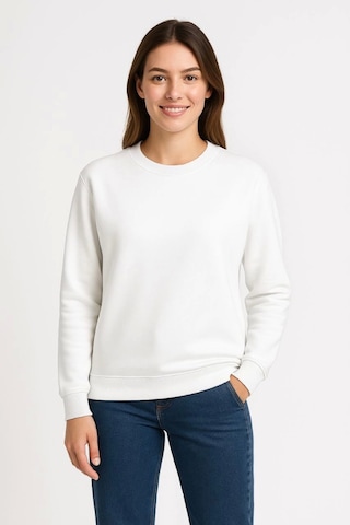 Etiler Collection Üç İplik Düz Bisiklet Yaka Sweatshirt - Beyaz