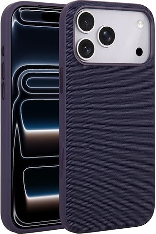 Maks Technology Apple Uyumlu iPhone 17 Pro Kılıf M-safe Şarj Özellikli Kumaş Tasarımlı Mkst Miami Sert Pc Kapak - Derin Mor