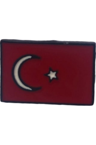 Herşey Nota Türk Bayrağı Yaka İğnesi Rozet Kırmızı - Beyaz