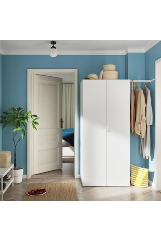 Ikea Beyaz Sağlam Kapaklı Gardırop 127x57x181 Cm