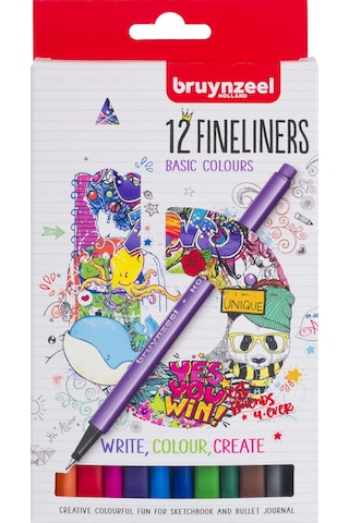 Bruynzeel Fineliners 12'Li Temel Renkler Kalem Seti 60241112