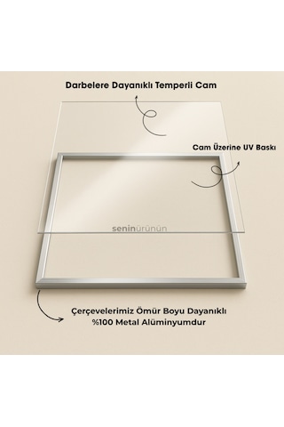 Alüminyum Çerçeveli Gerçek Cama Baskı Sanat Temalı 3'lü Set Cam Tablo 0051