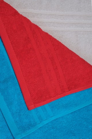%100 Organik Pamuk Milano Premium Antbakteriyel 50x100 Cm 3'lü El Ve Yüz Havlu Seti Turkuaz-kırmızı-krem