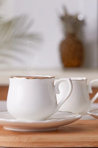 Emsan Beykoz 6 Kişilik Kahve Fincanı Takımı 90 ML Beyaz