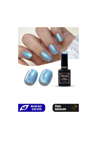 Misyul Uv Led Kalıcı Oje Nail Art 15 Ml Blue Elf Cat Eye Ec03