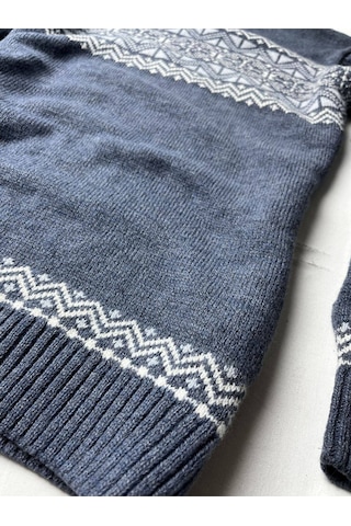 Luxry Bisiklet Yaka Yün Erkek Kazak--mavi Beyaz Dsn-- Mavi