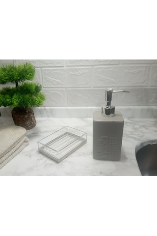 Sıvı Sabunluk Ve Sabunluk 2 Li Banyo Seti,gri Renkli Çok Renkli
