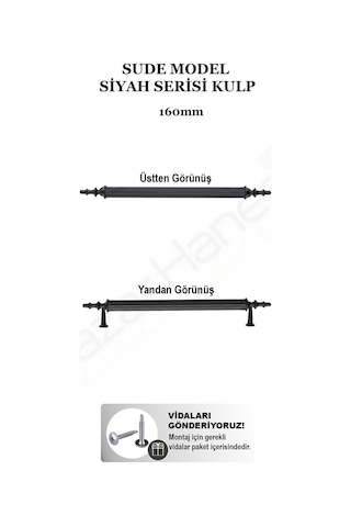 Sude Model Siyah Serisi Lüks Mobilya Kulpu 128 Mm - 160 Mm - 224 Mm Seçenekli, Seçtiğiniz Ebat 2 Adet Gelir Siyah 160mm