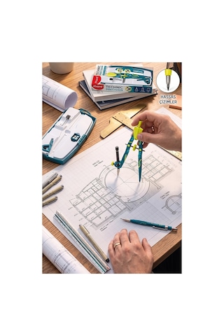 Mor Metal Pergel Seti 3 Parça 1 Adet Maped Technic 291013 Precision Profesyonel Pergel Çizim Matematik Geometri Mimari