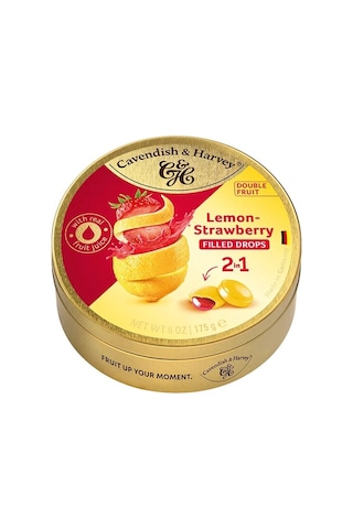 Cavendish & Harvey Double Fruit Drops Çilek Dolgulu Limon Aromalı Şeker 2 Adet