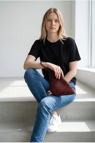 Efw Rome Handmade Hasır Clutch Çanta Bordo