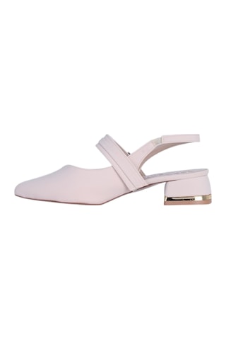 Esracan 2808 3cm Slingback Kadın Topuklu Ayakkabı Krem