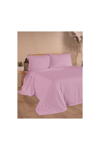 Tek Kişilik Saç Örgü Pike Seti Yatak Örtüsü Takımı 1 Adet Yastık Kılıfı 160 X 220 Cm Pembe