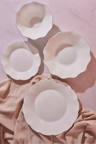 Petals Opal 24 Parça 6 Kişilik Yemek Takımı Beyaz Beyaz