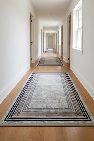 Blghome Gri Zemin Renkli Çerçeve Modern Halı Dekoratif Kilim