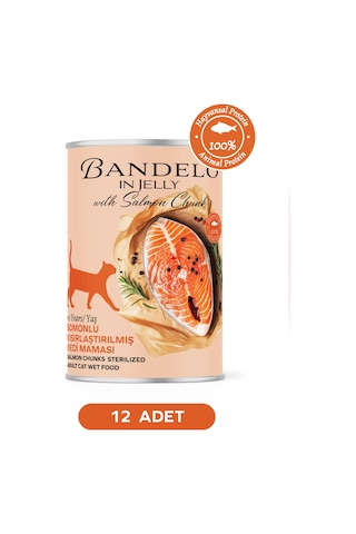 Somonlu Kısırlaştırılmış Yetişkin Kedi Konserve Yaş Maması - Jöle İçinde Parça Etli, 400 Gr X 12 Adet