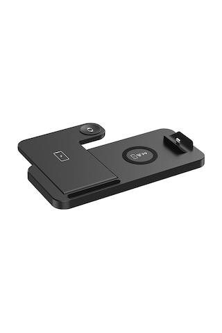 Maiyame Siyah 4'lü Kollapsible Dikey Kablosuz Şarj Cihazı - 18w Hızlı Şarj, İphone, Kulaklık, Saat Uyumlu