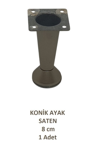 Adilon Konik Ayak, Saten, 8 Cm, 1 Adet Dolap, Mobilya, Puf Ayağı Vidaları Hediye Saten