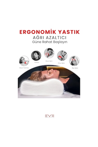 Eve Tekstil Mega Boy Ortopetik Visco Yastık Boyun Destekli & Bel Ağrısı İçin Hipoalerjik 60x40 Cm Visco Yastık Beyaz