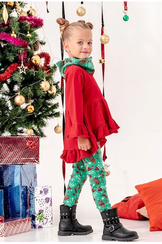 Kız Çocuk Noal 3'lü Grinch Tayt Takım Yeşil