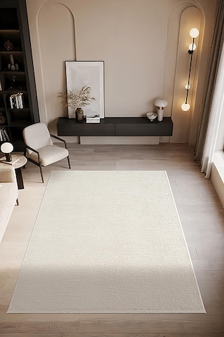 Look Black Lb005w Beyaz Halı Modern Desen Akrilik Yumuşak Tozuaz Salon Oturma Odası Halısı-895 Krem