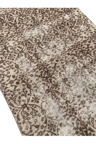 El Dokuma Eskitme Vintage Halı 105x193 Kahverengi İnce Halı Kahverengi