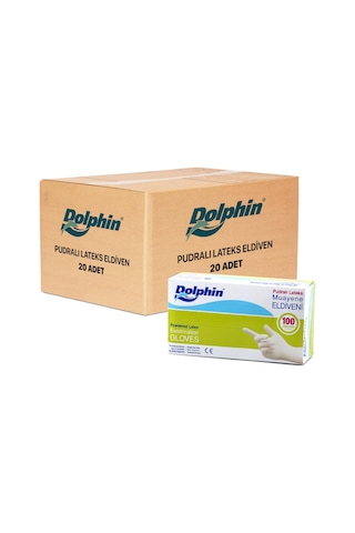 Dolphın Lateks Pudralı Eldiven (M) Orta - 20 Paket (2000 Adet) Dolphın Lateks Pudralı Eldiven (M) Orta - 20 Paket (2000 Adet)