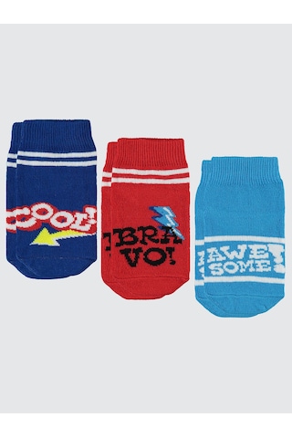 Civil Boys Erkek Çocuk 3'lü Patik Çorap 2-12 Yaş Mavi Mavi