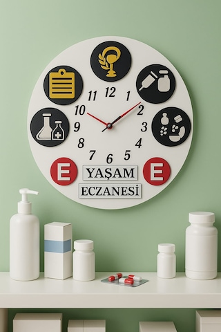 Eczane Yeni Tasarım Modern Duvar Saati Şık Ve Kalite Bir Arada No:1006 Beyaz