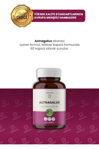 Erbatab Astragalus Çin Geveni Eki 60 Kapsül