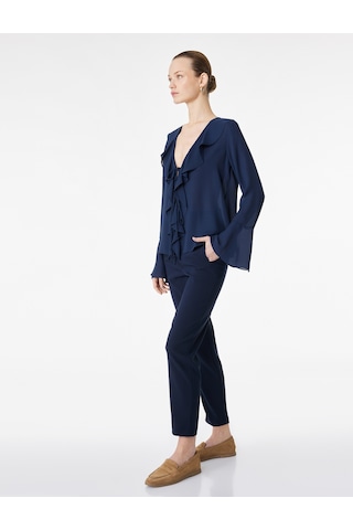 Koton Viskon Karışımlı Ekstra Yüksek Bel Slim Fit Cigarette Pantolon Lacivert 6sak40099uw Lacivert