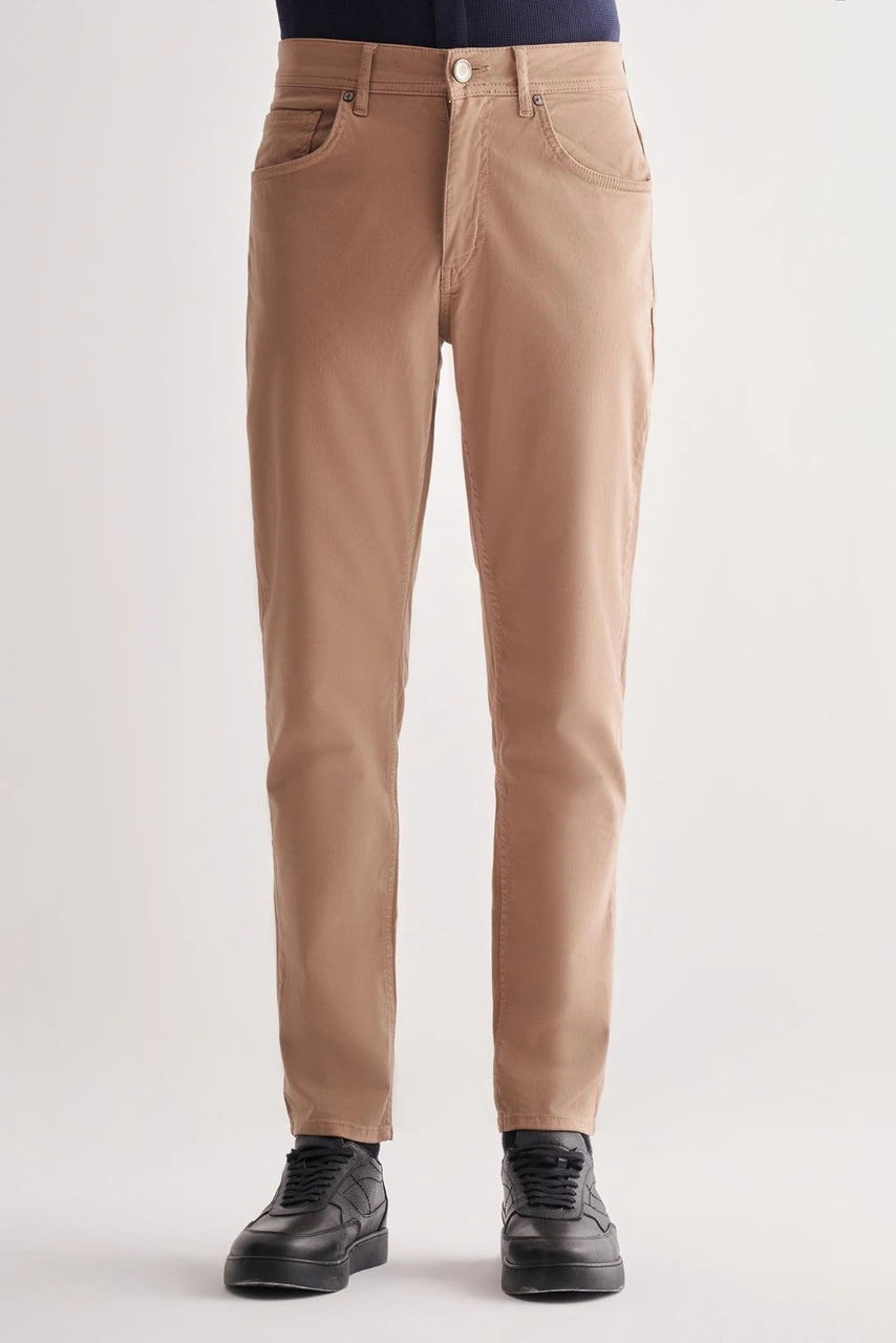 İmza Bej Casual Slim Fit 5 Cep Düz Paça Pantolon 1003255321 Bej