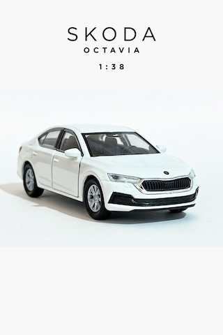 Beyaz 1:38 Ölçek Die Cast Kapıları Açılır Lisanslı Skoda Octavia Metal Model Araba Çok Renkli