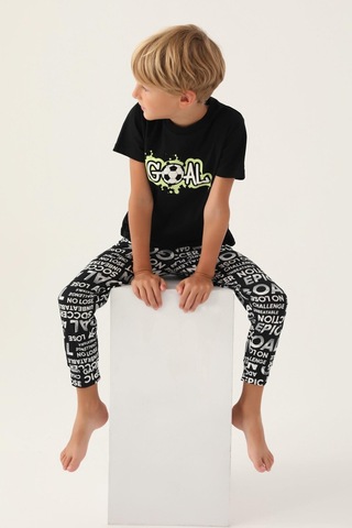Roly Poly 3344 Goal Erkek Çocuk Pijama Takımı Siyah