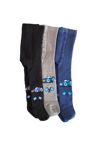 Hepsinerakip Erkek Bebek/Çocuk Havlu Renkli Desenli Külotlu Pamuk Çorap