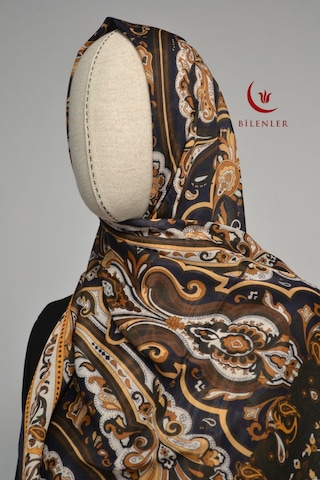 Bilenler Etnik Desenli Pamuklu Şal 70x190 Cm Lacivert