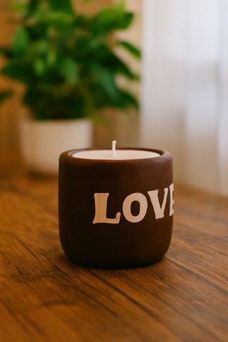 Dekoratif Kokulu Mum Love Kahverengi